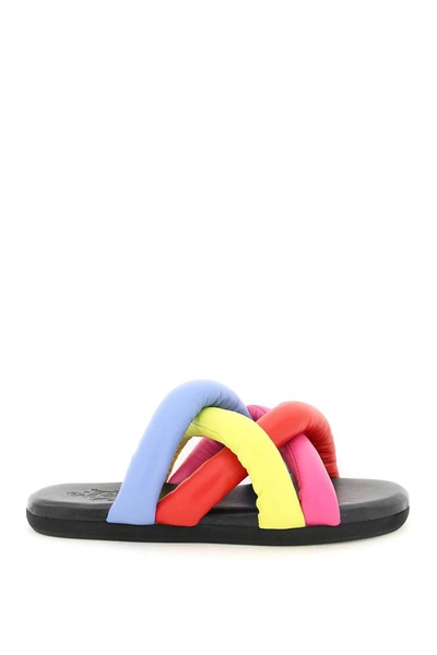 Shop Moncler Genius Moncler X Jwanderson Nappa Leather Jbraided Slides In Multicolor