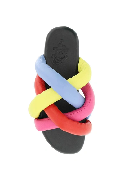Shop Moncler Genius Moncler X Jwanderson Nappa Leather Jbraided Slides In Multicolor