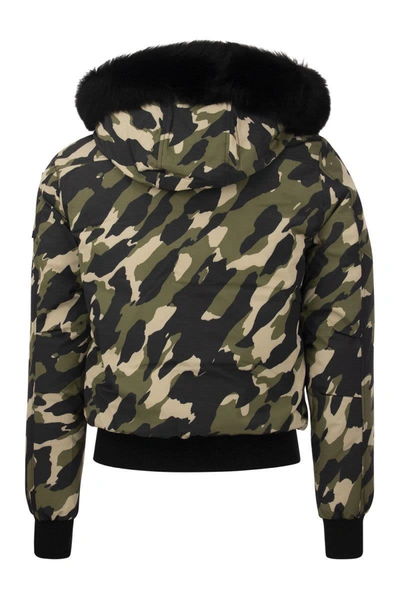 Shop Moose Knuckles Ballistic - Hooded Bomber Jacket In Camouflage