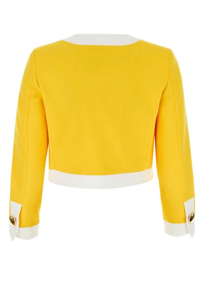 Moschino Women's Heart Buttons Crepe Jacket In Yellow