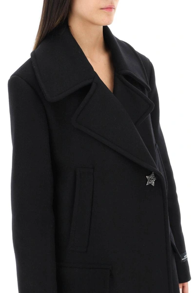 Shop Msgm 'astrophilia' Long Double-breasted Coat In Black