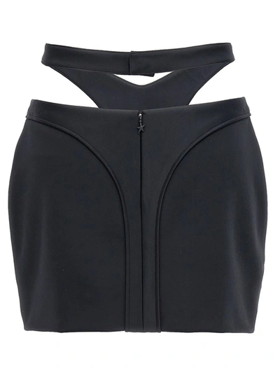 Shop Mugler Stretch Thong Skirt In Black