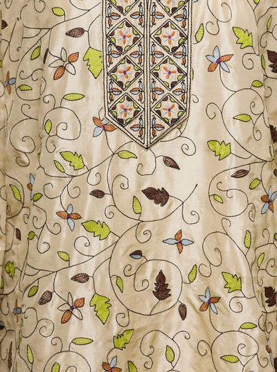 Shop Tory Burch Multicolor Embroidered Leaf-print Tunic In Silk Woman