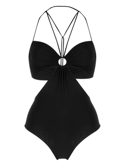 Shop Nensi Dojaka One-piece Swimsuit With Metal Ring In Black