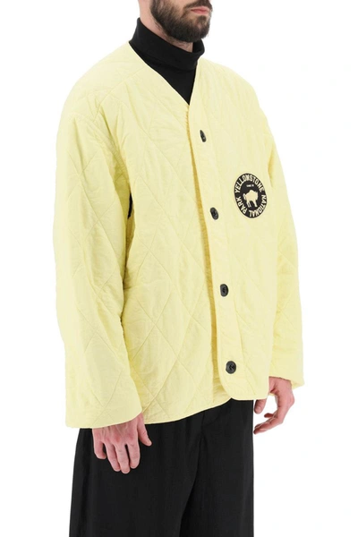 Shop Oamc 'denali' Quilted Jacket With Print And Embroidery At Back In Yellow