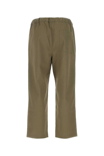 Oamc Wool Pant With Elastic Waist And Straight Leg In Green