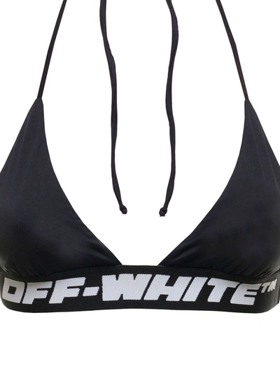 OFF-WHITE OFF WHITE WOMAN'S BLACK STRECH FABRIC BIKINI WITH  LOGO 