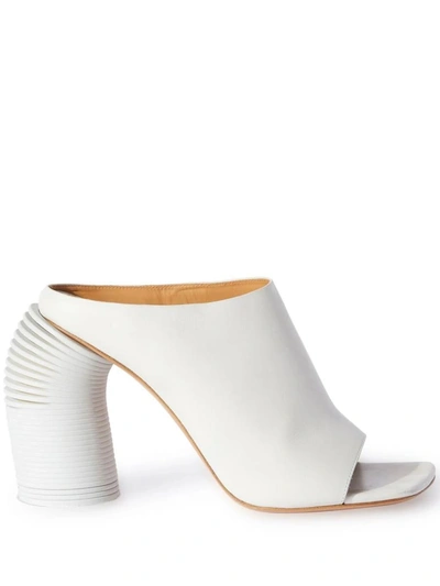 Off-white High-heel Leather Mules In White