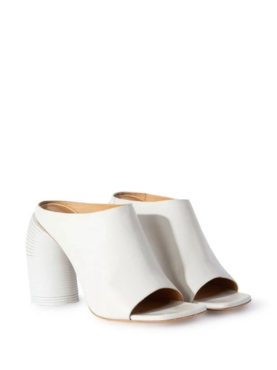 Off-white High-heel Leather Mules In White