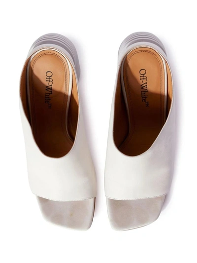 Off-white High-heel Leather Mules In White