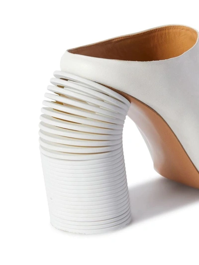 Off-white High-heel Leather Mules In White