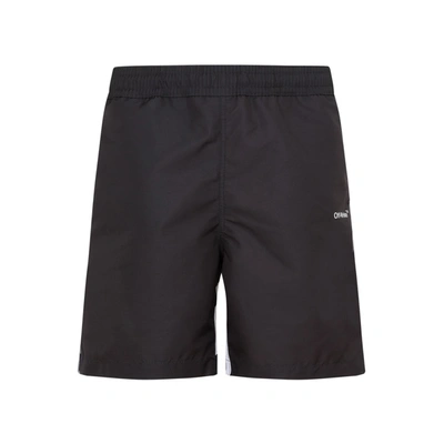 Shop Off-white Diag Surfer Logo Printed Swim Shorts Swimwear In Black