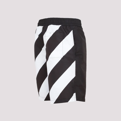 Shop Off-white Diag Surfer Logo Printed Swim Shorts Swimwear In Black