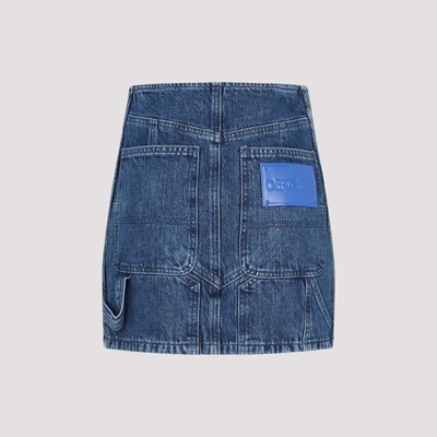 Shop Off-white Cut-out Denim Mini Skirt In Blue