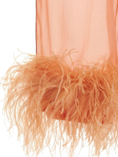 Shop Oseree Oséree Feather Silk Pants In Pink