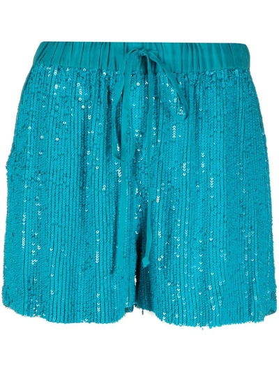 Shop P.a.r.o.s.h . Sequined Shorts In Clear Blue