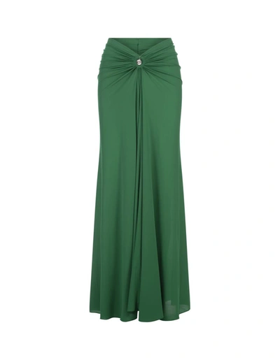 Shop Rabanne Paco  Draped Skirt In Emerald Jersey In Green