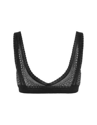 Shop Paco Rabanne Knitted Bra With Studs In Black