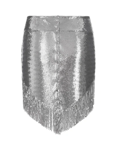 Shop Rabanne Paco  Mesh Mini Skirt With Fringes In Silver