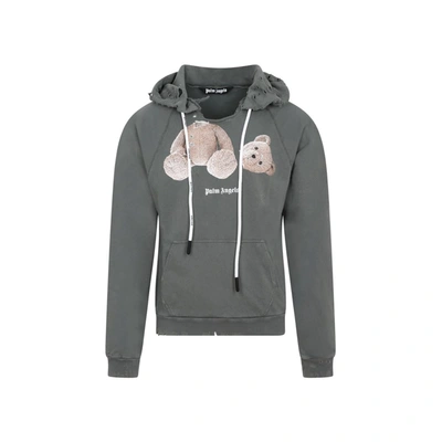 Shop Palm Angels Cotton Bear Hoodie Sweatshirt In Black