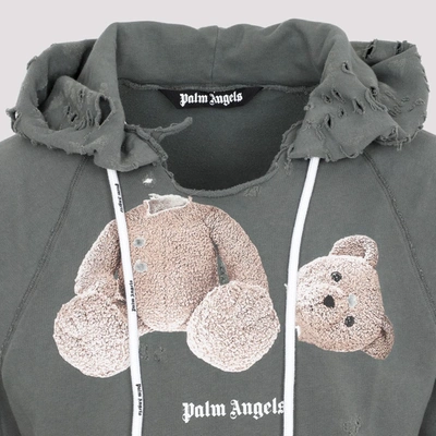 Shop Palm Angels Cotton Bear Hoodie Sweatshirt In Black
