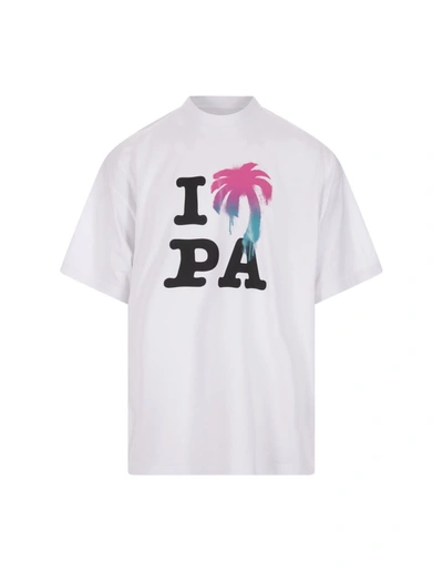 Shop Palm Angels "i Love Pa" Over T-shirt In White