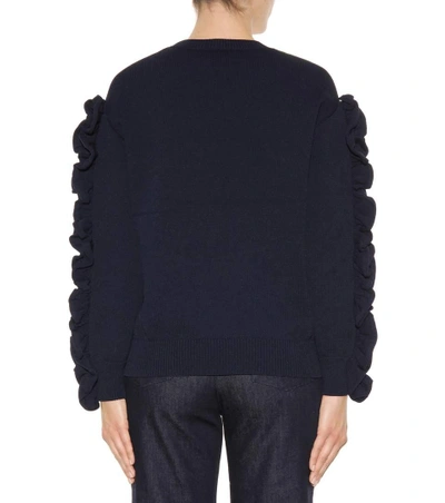 Shop Victoria Victoria Beckham Ruffled Sweater In Eavy