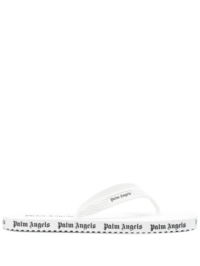 Shop Palm Angels Flip Flops With Logo In White