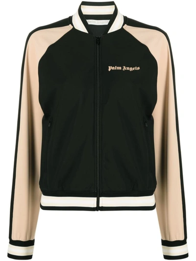 Shop Palm Angels Logo Nylon Bomber Jacket In Black