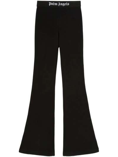 Shop Palm Angels Palazzo Trousers With Logo In Black