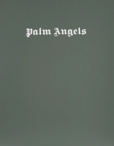 Shop Palm Angels Sage Sports Top With Logo And Side Bands In Contrast In Green