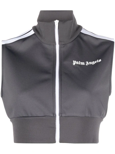 Shop Palm Angels Zip And Logo Waistcoat In Grey