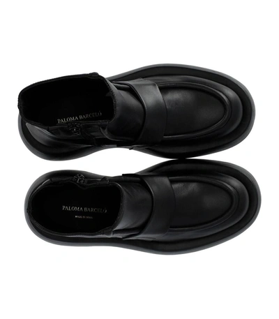 Paloma Barceló Mika Iris Leather Loafer Boots In Black