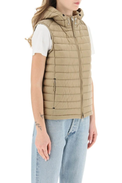 Shop Parajumpers 'hope' Hooded Down Vest In Beige