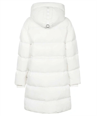 Shop Parajumpers Eira Long Hooded Down Jacket In White
