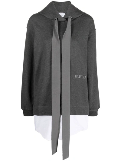 Shop Patou Embroidered-logo Hoodie In Grey
