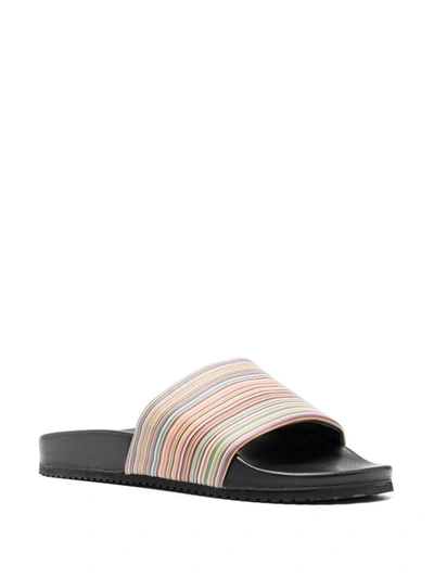 Shop Paul Smith Striped Rubber Pool Slides In Black