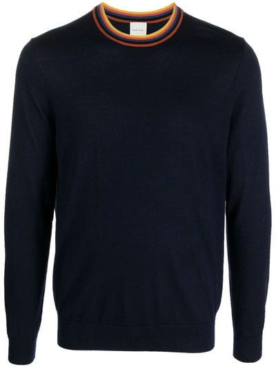 Shop Paul Smith Wool Crewneck Sweater In Blue