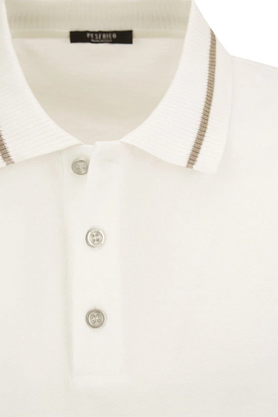 Shop Peserico Cotton Piqué Polo Shirt In White