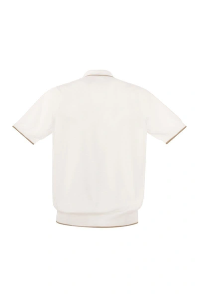 Shop Peserico Cotton Polo Shirt In White