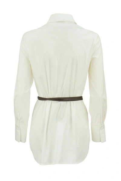 Shop Peserico White Shirt With Leather Belt