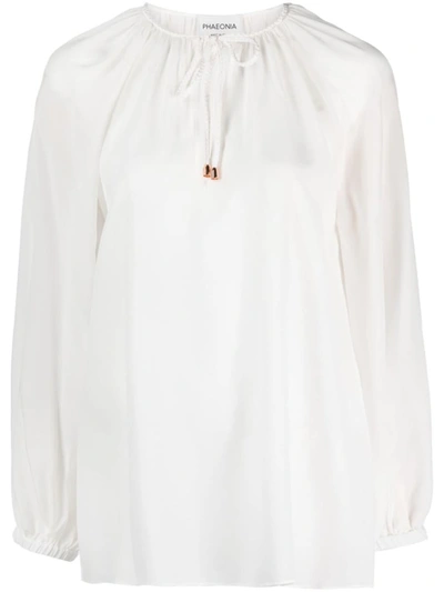 Shop Phaeonia Anita Long Sleeves Blouse In White