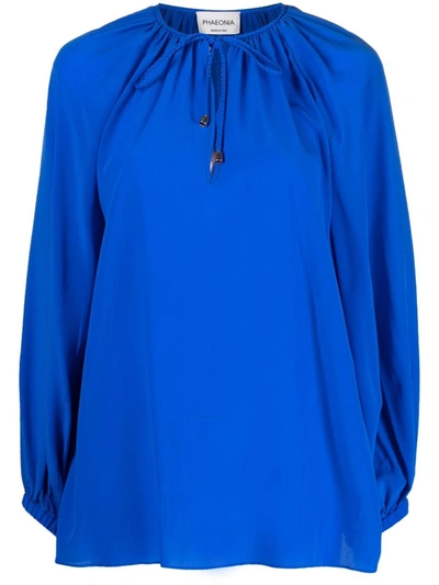 Shop Phaeonia Anita Long Sleeves Blouse In Blue