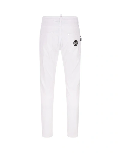 Shop Philipp Plein Hexagon Super Straight Jeans In Denim In White
