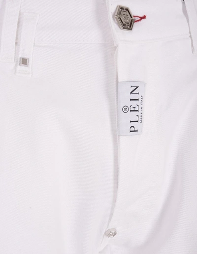 Shop Philipp Plein Hexagon Super Straight Jeans In Denim In White