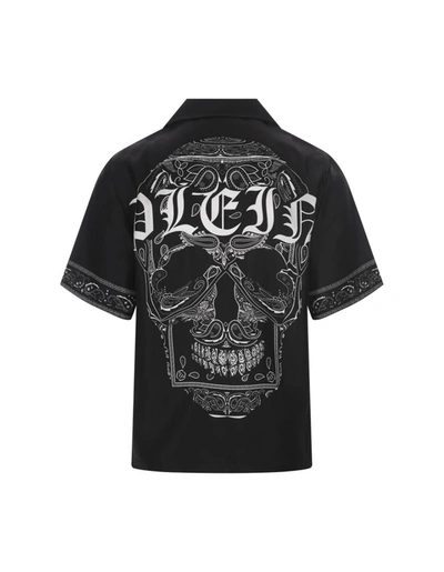 Shop Philipp Plein Paisley Band Shirt In Silk In Black