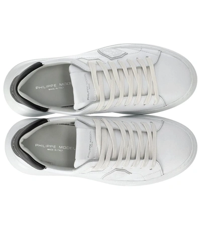 Shop Philippe Model Temple White Black Leather Sneaker