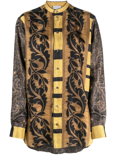 Shop Pierre-louis Mascia Printed Silk Shirt In Golden