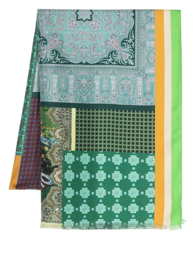 Shop Pierre-louis Mascia Silk Foulard With Lake Como Print In Green