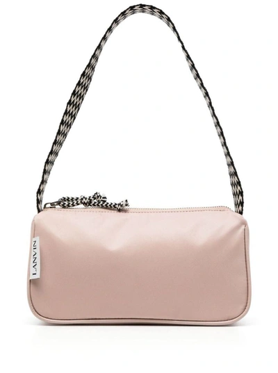 Shop Lanvin Pink Curb Shoulder Bag With Multicolored Strap In Nylon Woman